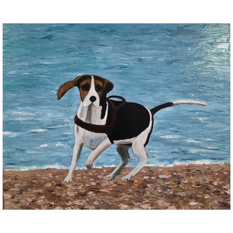 Cuadro PERRO en la playa Carlos Altisent 50x60 cm
