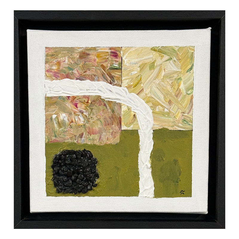 Cuadro abstracto COLATGE VERDE/BLANCO Carlos Altisent 24x24cm