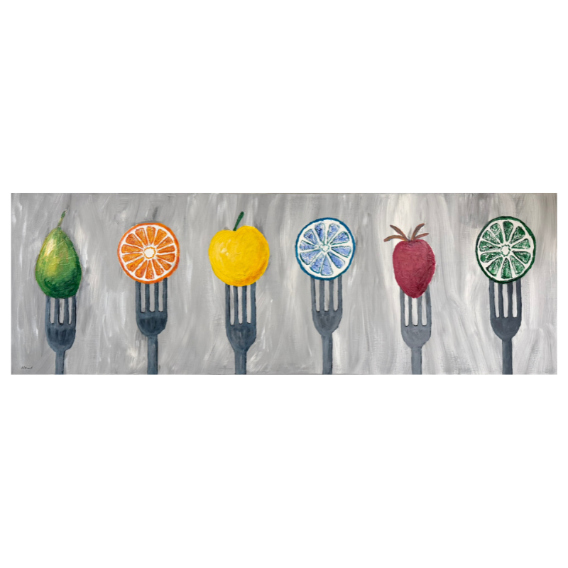 Cuadro FRUTAS TENEDOR Carlos Altisent 150x50 cm