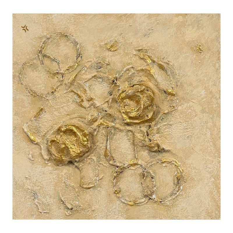 Cuadro abstracto FLORES DORADAS Carlos Altisent 30x30cm