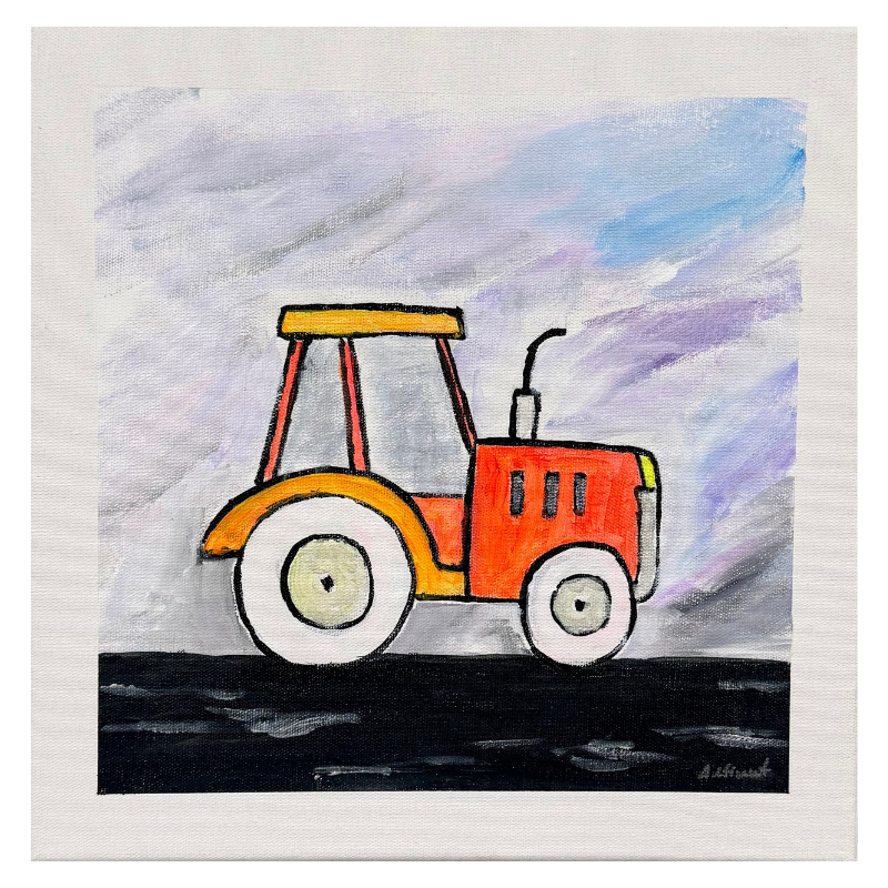 Cuadro TRACTOR Carlos Altisent Marco blanco 30x30cm