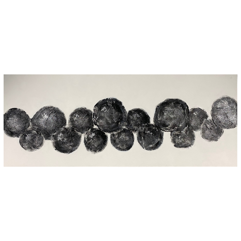 Cuadro abstracto BOLAS NEGRAS Carlos Altisent 150x60